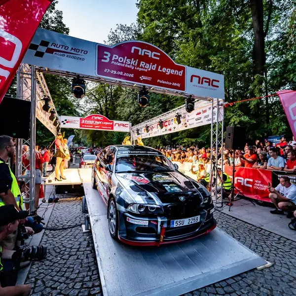 BMW M3 E46 Motorsport Němec na startovní rampě Polski Rajd Legend 2026 v Polanici-Zdróji